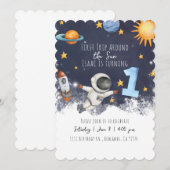 1e reis rond de zon baby jongens eerste verjaardag kaart (Voorkant / Achterkant)