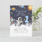 1e reis rond de zon baby jongens eerste verjaardag kaart (Staand voorkant)