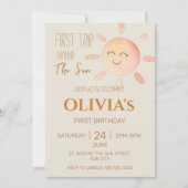 1e reis rond de zon meisje boho eerste verjaardag kaart (Voorkant)