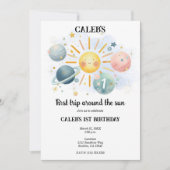 1e reis rond de zon pastel Waterverf 1 feest Kaart (Voorkant)