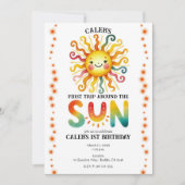 1e reis rond de zon Waterverf verjaardagsfeest Kaart (Voorkant)