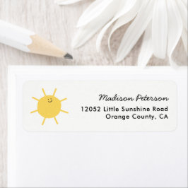 1e reis rond de zonFeest retouradres Etiket