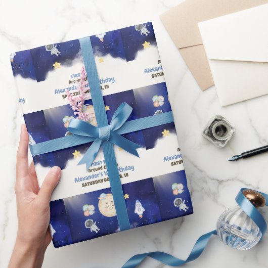 1e reis Waterverf buitenruimte 1e verjaardag jonge Cadeaupapier (Geschenken)