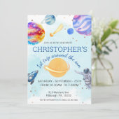 1e reis Waterverf buitenruimte 1e verjaardag jonge Kaart (Staand voorkant)