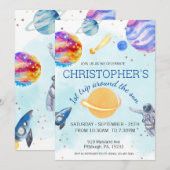 1e reis Waterverf buitenruimte 1e verjaardag jonge Kaart (Voorkant / Achterkant)