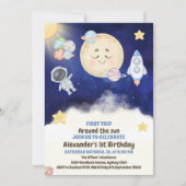 1e reis Waterverf buitenruimte 1e verjaardag jonge Kaart (Voorkant)