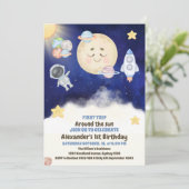 1e reis Waterverf buitenruimte 1e verjaardag jonge Kaart (Staand voorkant)