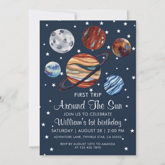 1e reis Waterverf buitenruimte 1e verjaardag jonge Kaart (Voorkant)