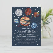 1e reis Waterverf buitenruimte 1e verjaardag jonge Kaart (Staand voorkant)