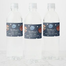 1e reisweg Waterverf buitenruimte Waterfles Etiket