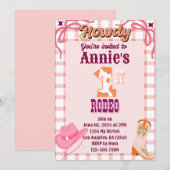 1e Rodeo Cowgirl Thema Verjaardag Uitnodiging (Voorkant / Achterkant)