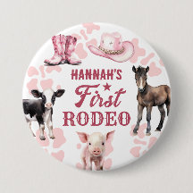 1e Rodeo Roze Verjaardag Button