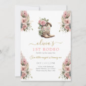 1e Rodeo Verjaardag Meisje Uitnodiging (Voorkant)