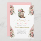 1e Rodeo Verjaardag Meisje Uitnodiging (Voorkant / Achterkant)