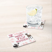 1e Rodeo Verjaardag Roze Papier Onderzetter (Insitu)