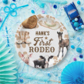 1e Rodeo Verjaardagsjongen Western Papieren Bordje (Feest)