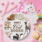 1e Rodeo Verjaardagsjongen Western Papieren Bordje (Feest)