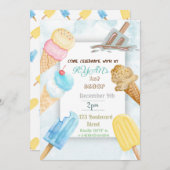 1e Schep Ijsje Thema Verjaardagsuitnodiging Kaart (Voorkant / Achterkant)