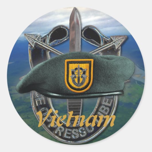 1e Special forces Groene Baretten groepsnaam Stick Ronde Sticker (Voorkant)