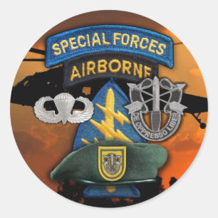 1e Special Forces Groene Baretten veteranen vetera Ronde Sticker