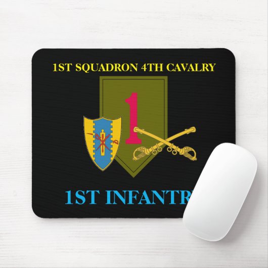1E SQUADRON 4E CAVALRY 1ST INFANTRY MOUSEPAD MUISMAT (Met muis)