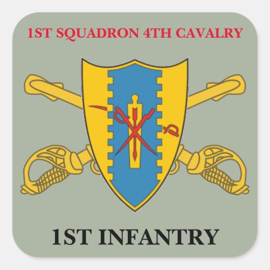 1E SQUADRON 4E CAVALRY 1ST INFANTRY STICKERS (Voorkant)