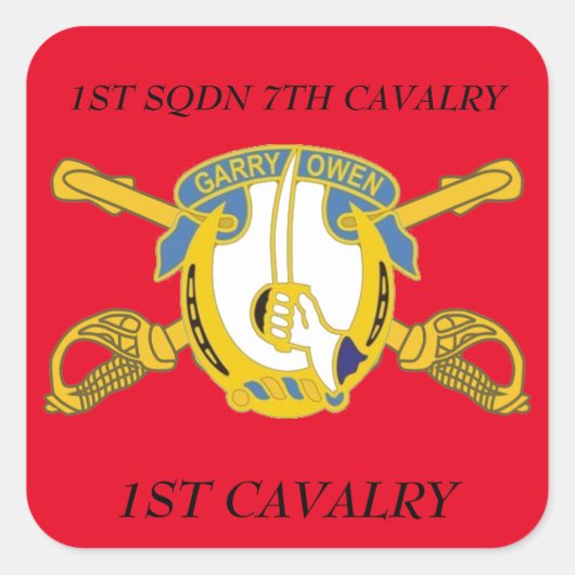 1E SQUADRON 7E CAVALRY 1STE CAVALRY-STICKERS VIERKANTE STICKER (Voorkant)
