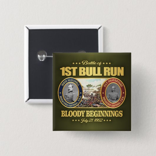 1e stierenloop (FH2) Vierkante Button 5,1 Cm (Voorkant /achterkant)