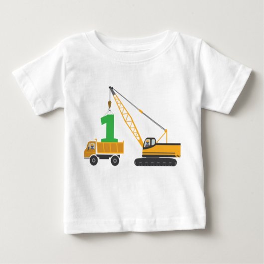 1e T-shirt van de Bouw van de Birthday (Voorkant)