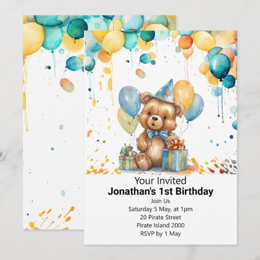 1e teddybeer picknick kaart (Voorkant / Achterkant)