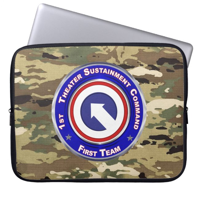 1e theaterduurzaamheidscommando laptop sleeve (Voorkant)
