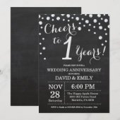 1e trouwdag Chalkboard Zwart Zilver Kaart (Voorkant / Achterkant)