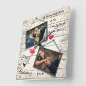 1e trouwdag houten foto lijst Klok (Hoek)