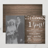 1e trouwdag houten thema kaart (Voorkant / Achterkant)