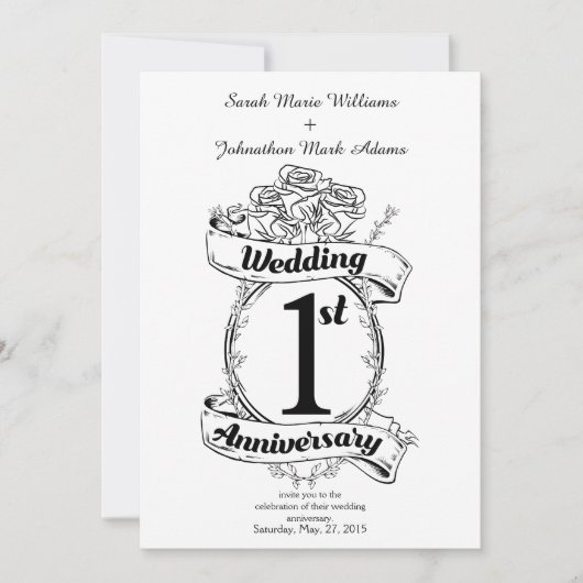 1e trouwdag kaart (Voorkant)