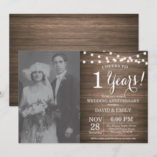 1e trouwdag Ruw Hout Kaart (Voorkant / Achterkant)