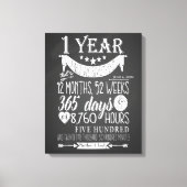 1e trouwdag, schoolbord 1 jaar getrouwd canvas afdruk (Voorkant)