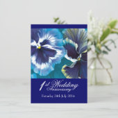 1e trouwfeest uitnodiging blauw (Staand voorkant)