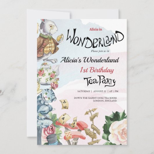 1e uitnodiging op zaterdag | Tea Party (Voorkant)