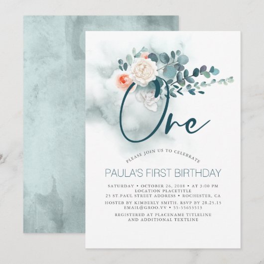 1e uitnodiging voor verjaardagsfeestje (Voorkant / Achterkant)