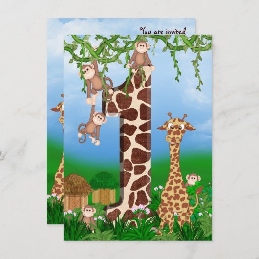 1e uitnodiging voor verjaardagsfeestje (Voorkant / Achterkant)