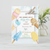 1e Uitstapje Ijsje Thema Verjaardagsuitnodiging Kaart (Staand voorkant)