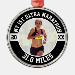 1e Ultra Marathon Eerste Marathonloper Hardloper Metalen Ornament