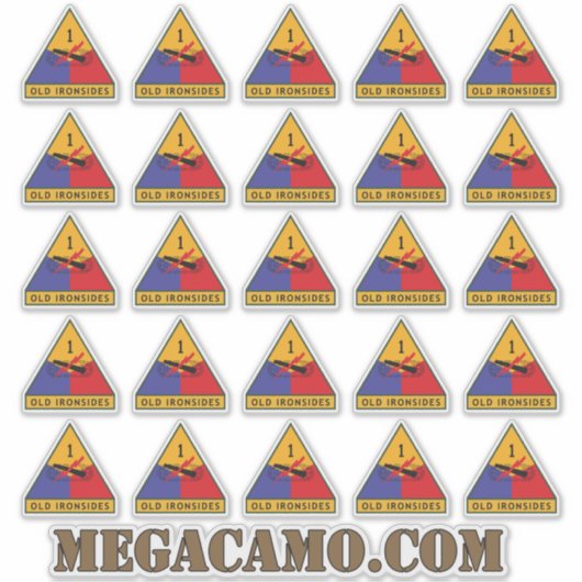 1e US Pantserdivisie Oude Ironsides patch x25 Sticker (Voorkant)