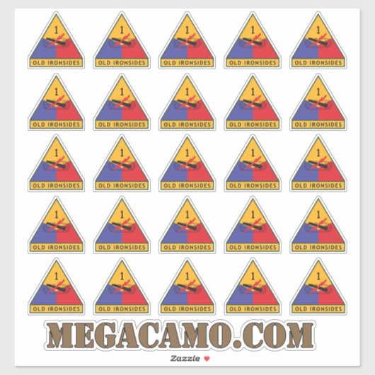 1e US Pantserdivisie Oude Ironsides patch x25 Sticker (Vel)