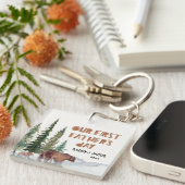 1e Vaderdag Beer gepersonaliseerde bossen Sleutelhanger (Voorkant Rechts)