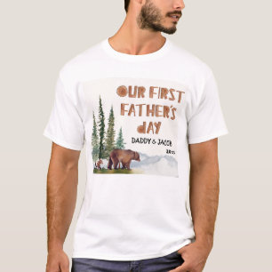 1e Vaderdag Beer gepersonaliseerde bossen T-shirt