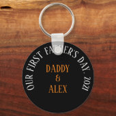 1e Vaderdag cadeau, Gepersonaliseerde papa sleutel Sleutelhanger (Voorkant)