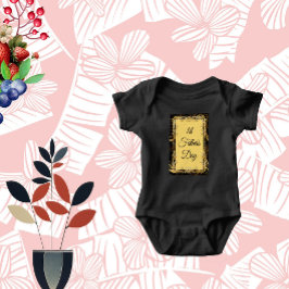 1e Vaderdag Moderne Calligrafie Bladerige Krullen  Romper