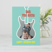 1e Vaderdag pa You Rock Funny Guitar Player Feestdagenkaart (Staand voorkant)